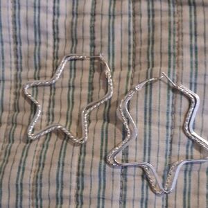 Silver Star Hoop Earrings